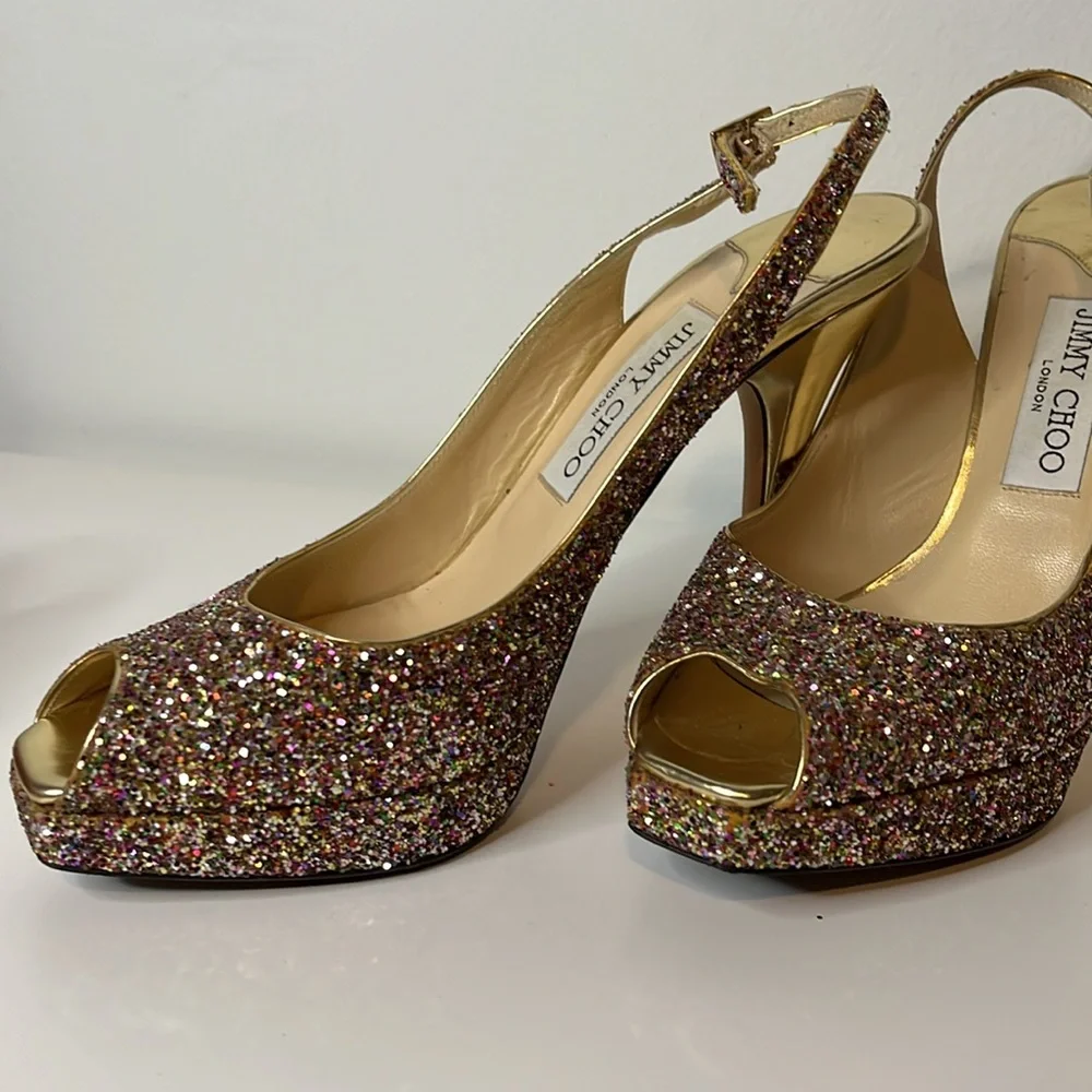 Jimmy Choo platform glitter stilettos‎ size 8.5